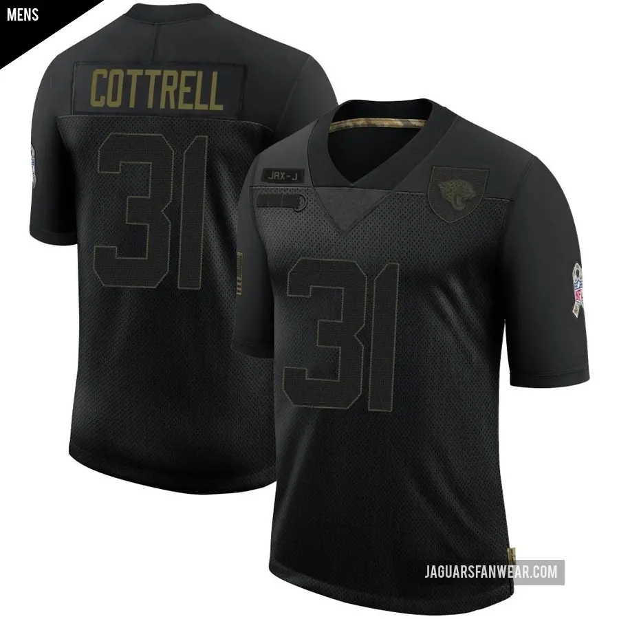 Men's Jacksonville Jaguars ＃31 Nathan Cottrell Black Limited 2020 Salute To Service Jersey