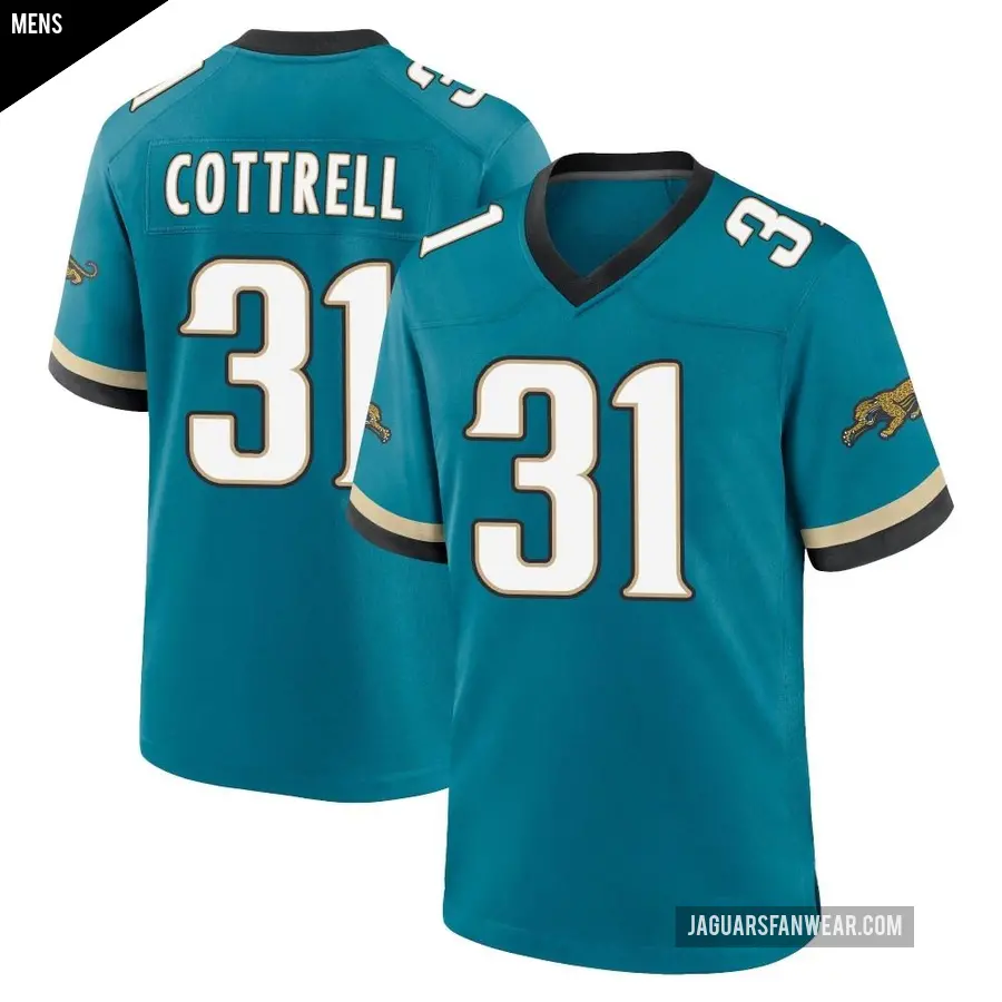 Men's Jacksonville Jaguars ＃31 Nathan Cottrell Teal Game Prowler Throwback Jersey