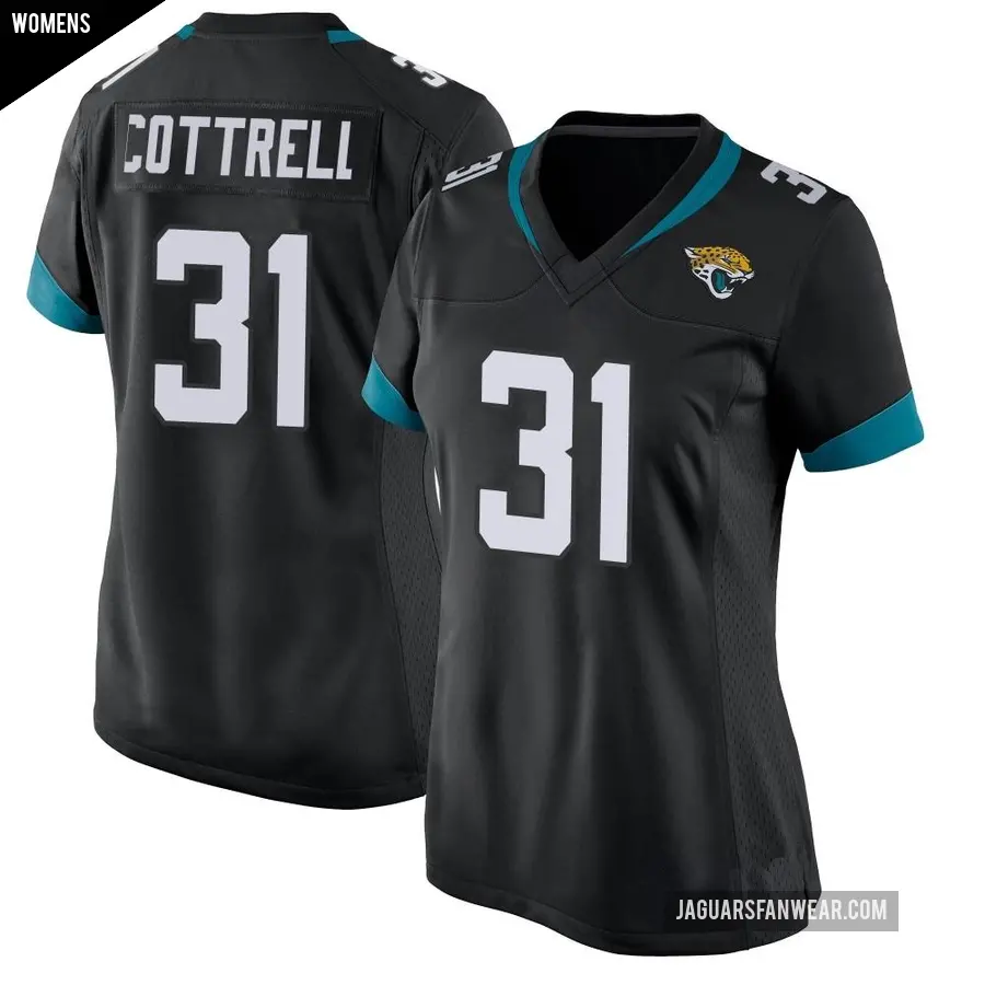 Women's Jacksonville Jaguars ＃31 Nathan Cottrell Black Game Jersey