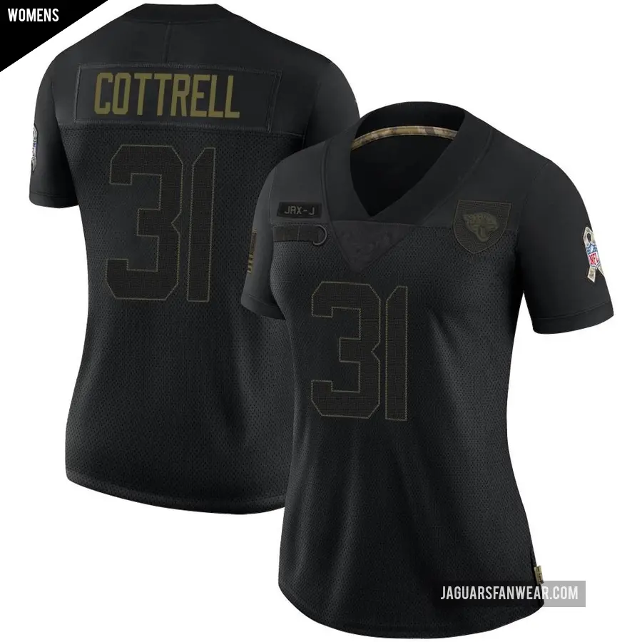 Women's Jacksonville Jaguars ＃31 Nathan Cottrell Black Limited 2020 Salute To Service Jersey