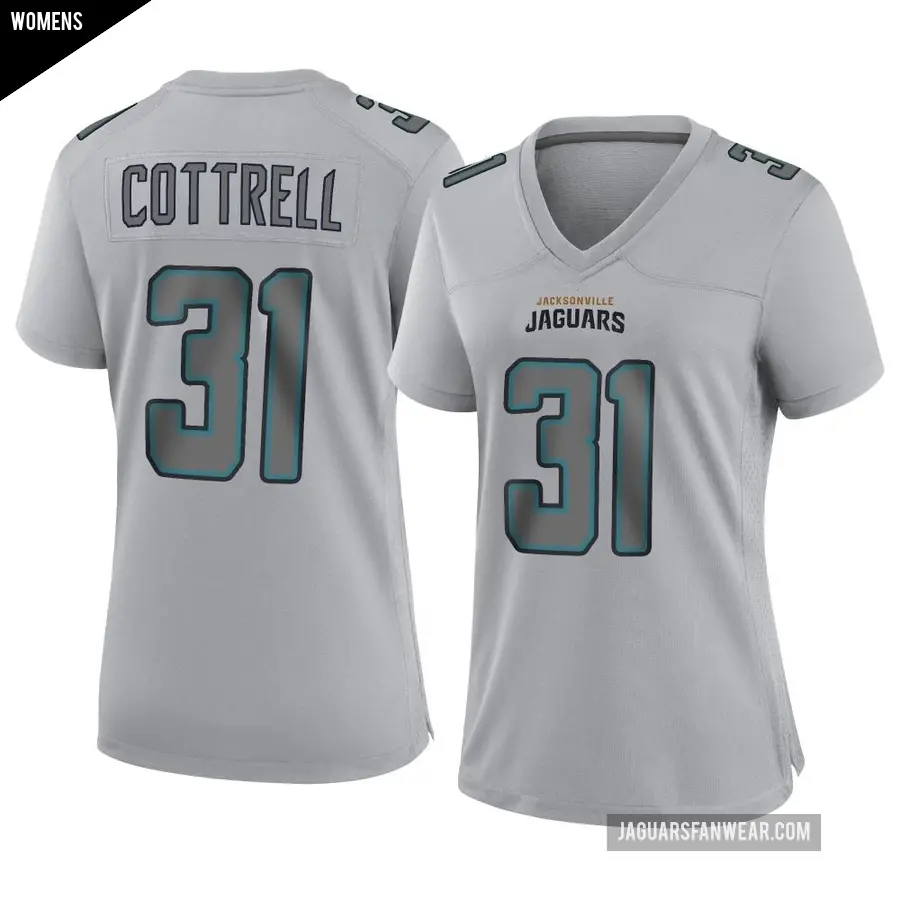 Women's Jacksonville Jaguars ＃31 Nathan Cottrell Gray Game Atmosphere Fashion Jersey