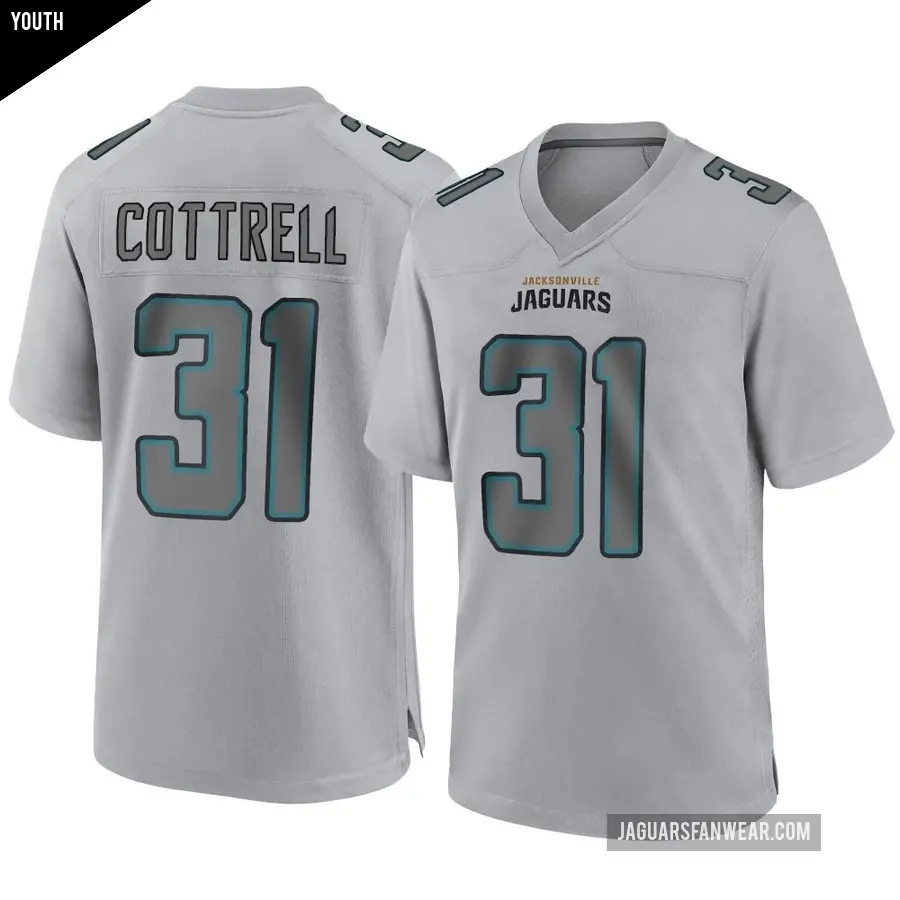 Youth Jacksonville Jaguars ＃31 Nathan Cottrell Gray Game Atmosphere Fashion Jersey