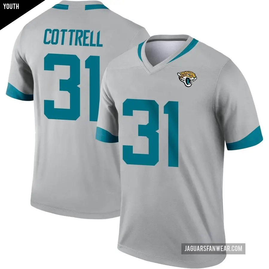 Youth Jacksonville Jaguars ＃31 Nathan Cottrell Legend Silver Inverted Jersey