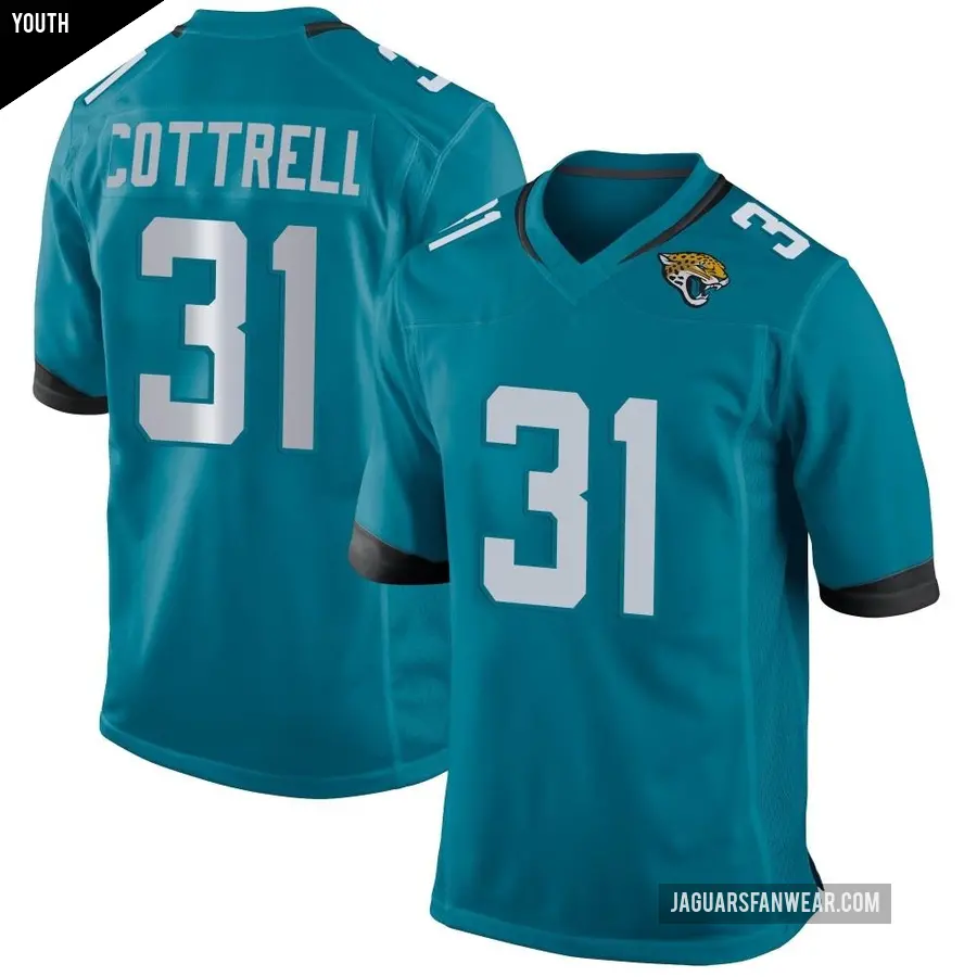 Youth Jacksonville Jaguars ＃31 Nathan Cottrell Teal Game Jersey